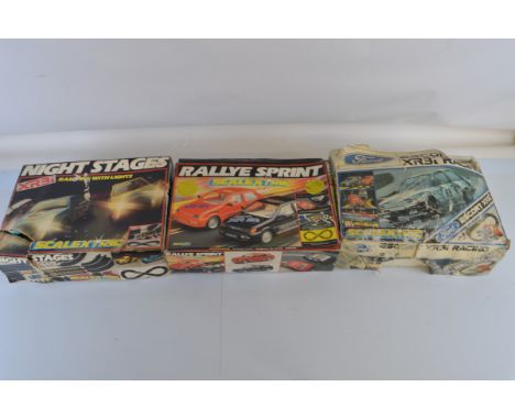 Three Scalextric sets, Escort XR3i Racing, Rallye Sprint, Night Stages (3)