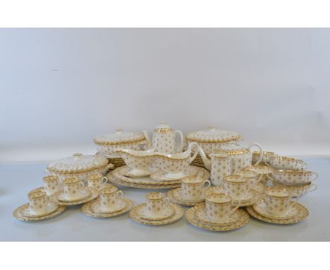 A Spode England Bone China Y8063 Fleur de Lys pattern, from a Spode design c1860, comprising nine dinner plates, nine lunch p