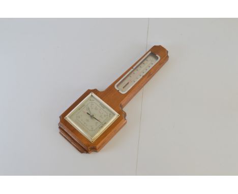 An oak Art Deco style barometer, Shortland Smiths, 47cm