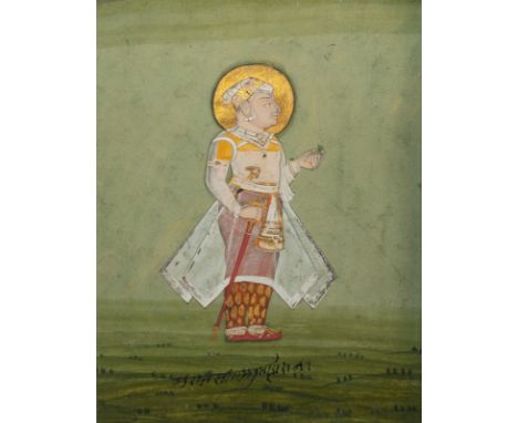 Indian Art Portrait of a RajaIndia, late 19th century Pigments and gold on paper . . Cm 15,00 x 20,00. . Frame present