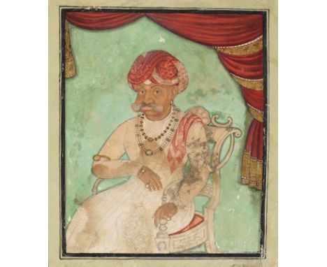 Indian Art A portrait of a noblemanNorthern India, Rajasthan, early 20th century . . Cm 20,50 x 24,00. Provenance: Venetian p