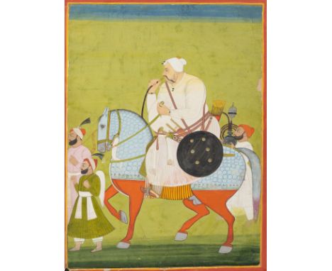 Indian Art Equestrian portrait of a nobleman (Thakur)India, Marwar, early 19th century . . . Provenance: Italian Private coll