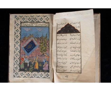 Islamic Art An illustrated poetical manuscript India, late 19th century with later miniatures . . Cm 16,00 x 24,00. Ten minia