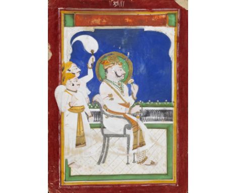 Indian Art Portrait of a RajaNorthern India, Rajasthan, Jodhpur, late 19th- early 20th century Pigments and gold on paper . .