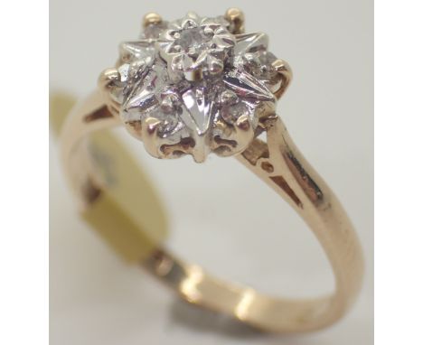 9ct gold vintage 1976 diamond star ring size M/N