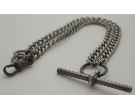 Presumed silver watch chain with silver T bar 29g