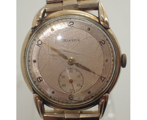 Rolled gold vintage Helvetia wristwatch Swiss movement and expanding bracelet
