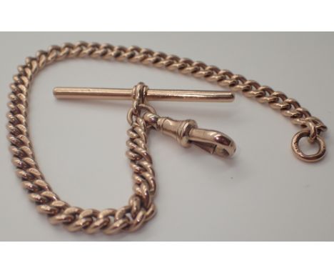 9ct gold bracelet in form of single albert chain 18.2g L: 19 cm