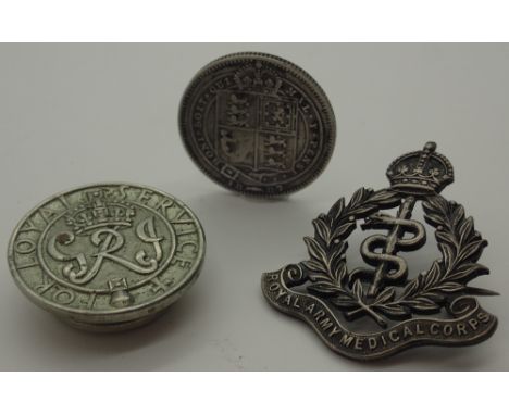 925 sterling silver Royal Army Medical Corps badge and related items