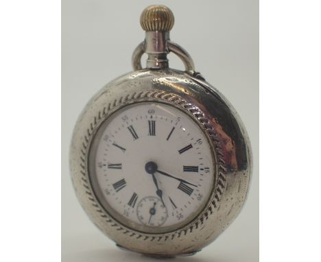 800 grade continental silver crown wind fob watch CONDITION REPORT: This item is working at lotting.