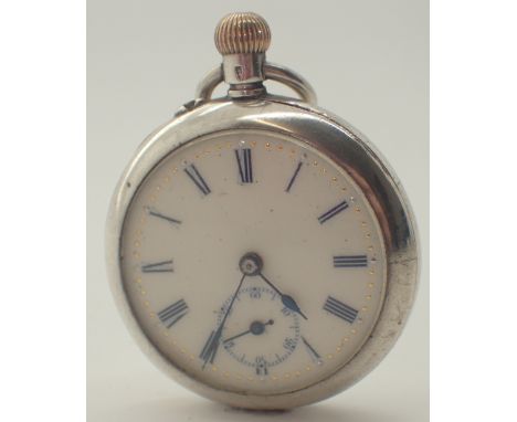 935 continental silver crown wind fob watch CONDITION REPORT: This item is working at lotting.