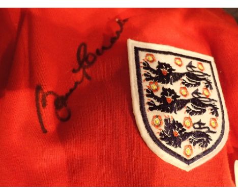 Signed Bobby Charlton England shirt (this item was a prize in a marketing magazine competition c1998)