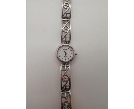 Ladies silver Rotary watch boxed CONDITION REPORT: This item is not working at lotting and requires a new battery.