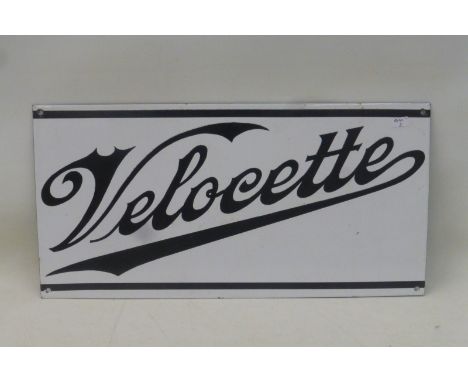 A reproduction Velocette rectangular enamel sign, 15 3/4 x 8".
