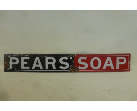 A Pears' Soap rectangular enamel strip, 18 1/2 x 2 3/4".