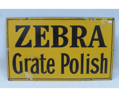 A Zebra Grate Polish rectangular enamel sign, 20 x 12".