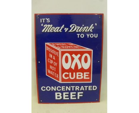 A reproduction Oxo cube enamel sign, 14 x 20". 