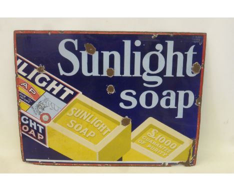 A Sunlight Soap part pictorial packet rectangular enamel sign, 24 x 18".