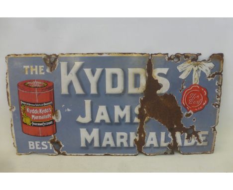 A Kydd's Jams and Marmalade part pictorial rectangular enamel sign, 24 x 12".