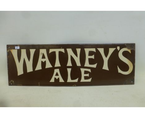 A Watney's Ale rectangular enamel sign, 20 x 6 1/2".