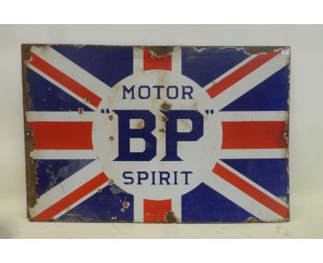 A B.P. Motor Spirit 'Union Jack' double sided enamel sign, lacking hanging flange, 23 3/4 x 16".