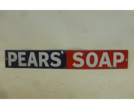 A Pears' Soap rectangular enamel strip, 18 1/2 x 2 3/4".