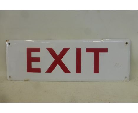 A rectangular enamel sign - Exit, 15 x 5".