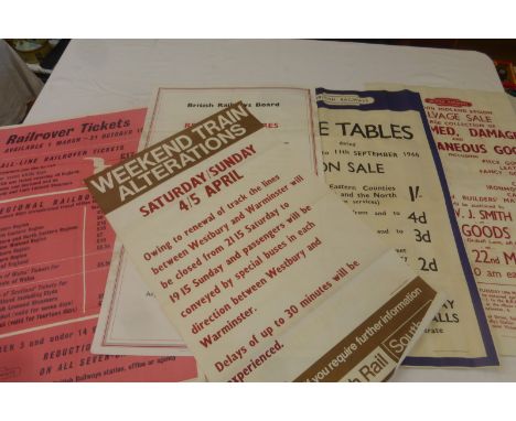 Five British Rail posters, mainly 1960s including ticket and timetable information.