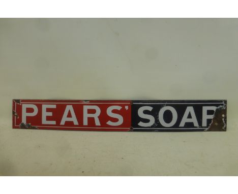A Pears' Soap rectangular enamel strip, 18 1/2 x 2 3/4".