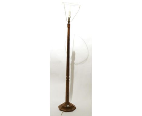 Sid Pollard of Bagby: An English Oak Standard Lamp, octagonal column and base, unmarked, 140cm