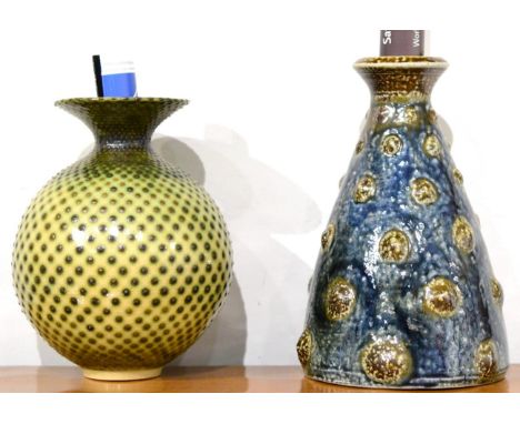 Tomoo Hamada (Japanese, 1967-): A Salt Glazed Stoneware Vase, unmarked, 23cm with receipt from Leach Pottery 24/04/2009; and 