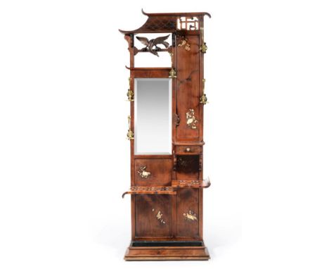 A Late 19th Century Japanese Hall Stand, bearing French label Dai Nippon Fabricant A Paris No 3 & 5 Bould Des Capucines, with