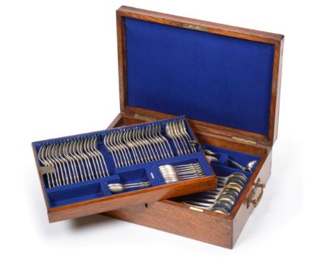 An Edwardian Silver Part Service of Rich Bead (Prince of Wales) Pattern Flatware, Elkington & Co, Birmingham 1901, comprising