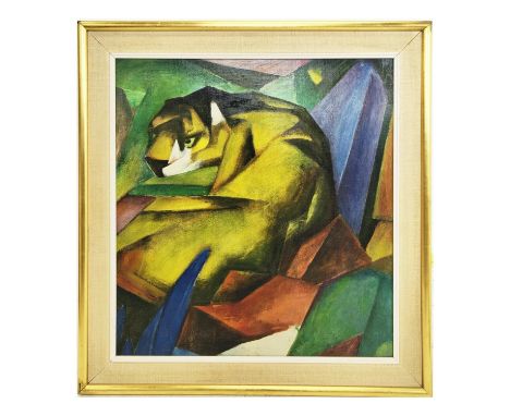 AFTER FRANZ MARC (1880-1916), 'Tiger', print, 70cm x 65cm, framed.