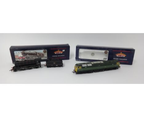 Bachman 00 gauge, BR lined black stepped loco and tender and Class 47 diesel two tone engine, boxed (2).