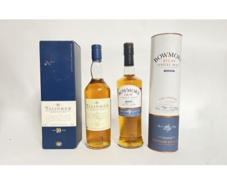 A bottle of Bowmore single malt Islay Scotch Whisky 'Legend' 700ml 40% in presentation box, together with a bottle of Taliske