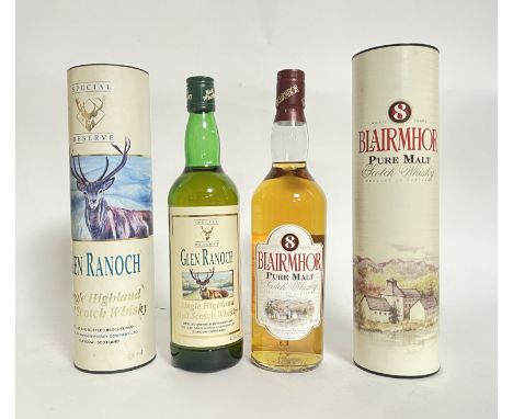 A bottle of Glen Ranoch Single Highland Malt Scotch Whisky 40% vol 70cl, together with Blairmhor pure malt Scotch Whisky aged