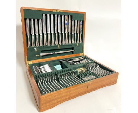 A canteen of Robert and Belk Ltd Furnival works, England, stainless steel service, eight settings, includes four serving spoo