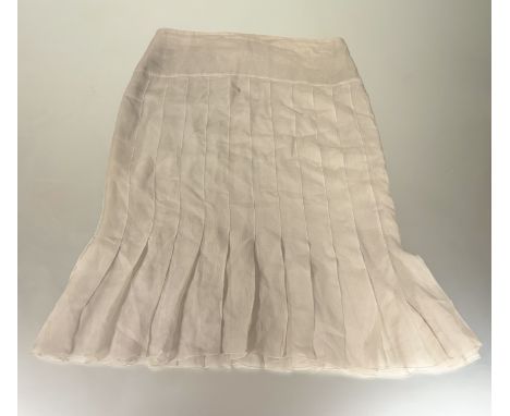 A vintage Jil Sander black wool skirt, lined (36) and a vintage Chanel silk chiffon skirt with box pleats in soft ecru, chiff