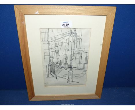 A C.J. McCall (b. 1907) original Pencil Sketch of a street scene (Exhibited RA, RSA, etc).