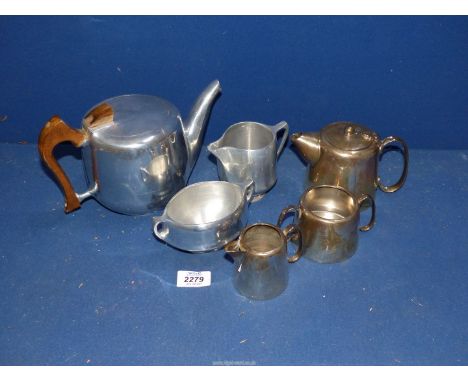 A quantity of Piquotware including teapot, sugar bowl and milk jug plus EPNS items.