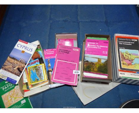 A box of Maps to include; Worcester, Hereford, Brecon Beacons, Wales, Scotland, etc.