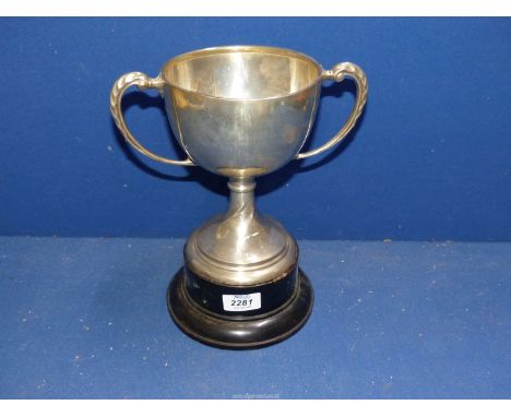 A Silver Trophy for 'Perpetual Challenge''  presented to The Castle Green Bowling Club 1939,  Chester 1938, 504 gms. on plint