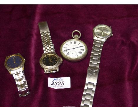 A selection of gents wristwatches including; Sekonda, Citizen, etc, plus a pocket watch by H. Stone.