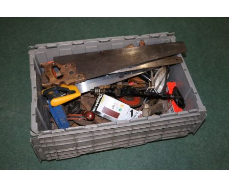 A large collection of hand tools to include saws, hand drills, hammers etc (Qty)