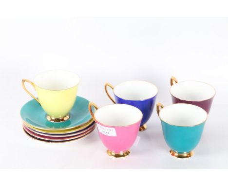 A Royal Albert "Gaiety" pattern tea set consisting of five cups and saucers (10)