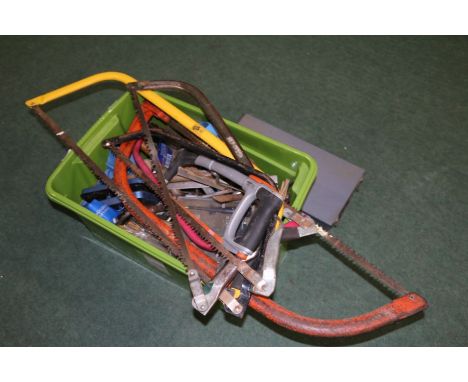 A collection of hand tools to include saws, hand drills, hammers etc (Qty)
