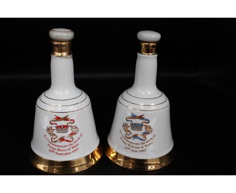 Two Ceramic Bells Decanters Commemorating The Birth Of Prince William And Prince Harry&nbsp;
