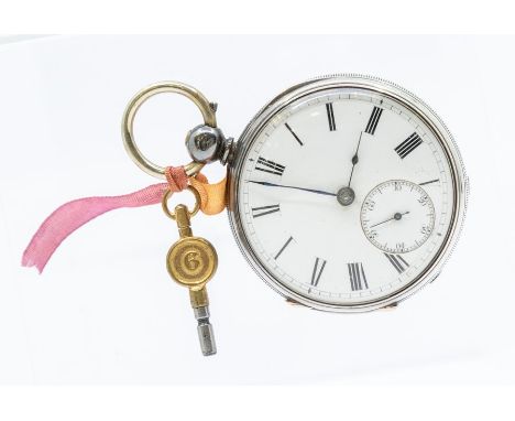 A silver open faced pocket watch, white enamel dial, Roman numerals, subsidiary dial, Mark John Holloway, London 1933, total 