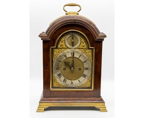 A Whitehurst of Derby mahogany cased bracket clock, inscribed 1841, having an eight day mechanism and a five pillar movement,